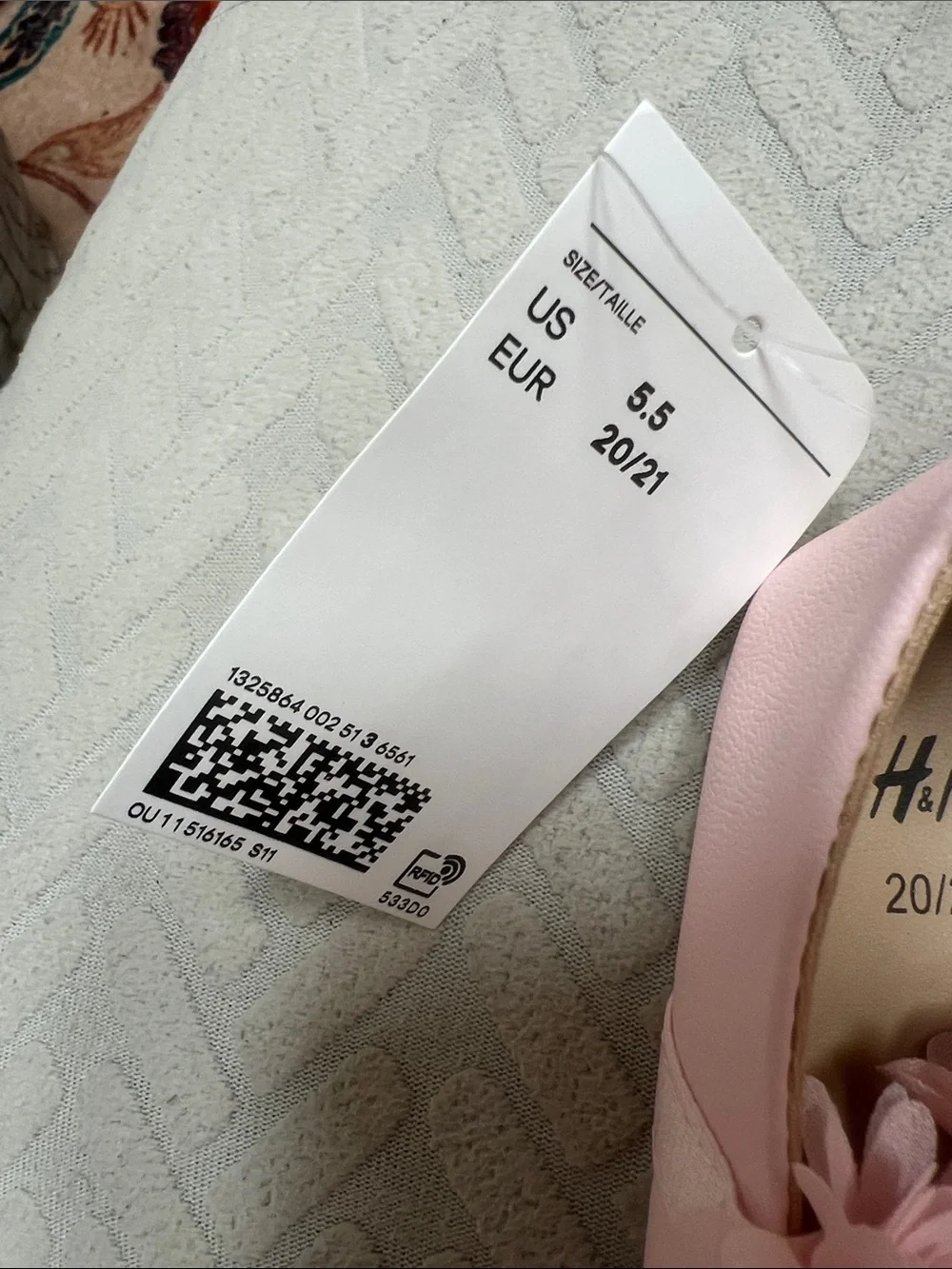 H&M Light Pink Floral Strap Mary Jane Baby Shoes
